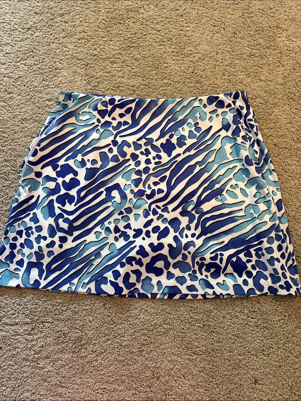Tail Blue and White Animal Print Mini Skirt